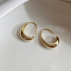 New C-shaped earrings, simple style, gold French earrings